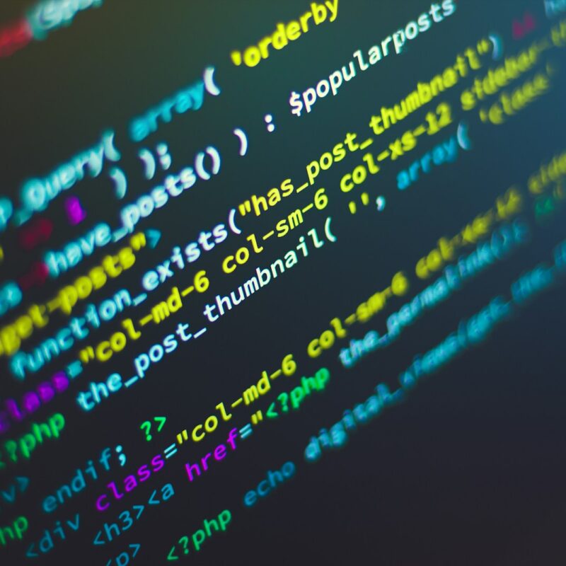 green, blue, and yellow text on computer screen